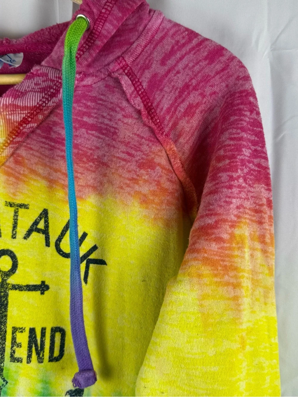 Montauk The End Rainbow Tie Dye Hoodie Pullover XXL Beach Graphic